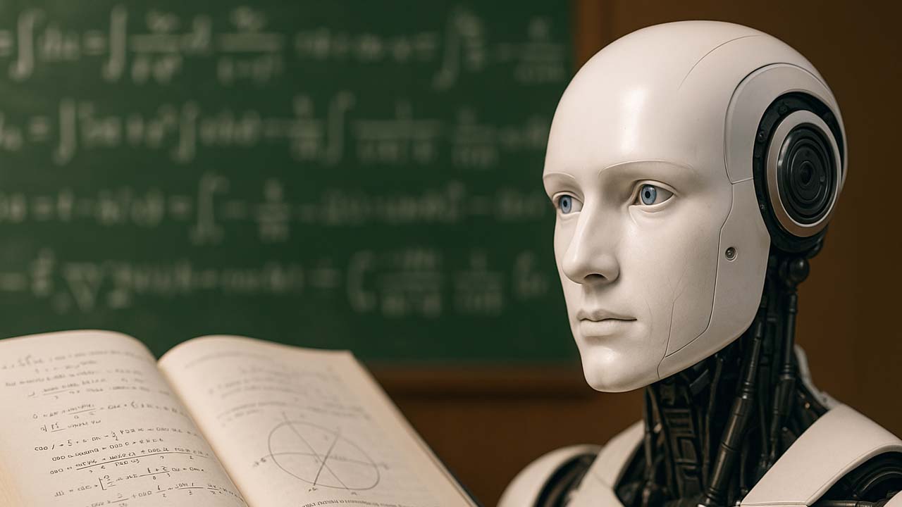 Robot i książka matematyki