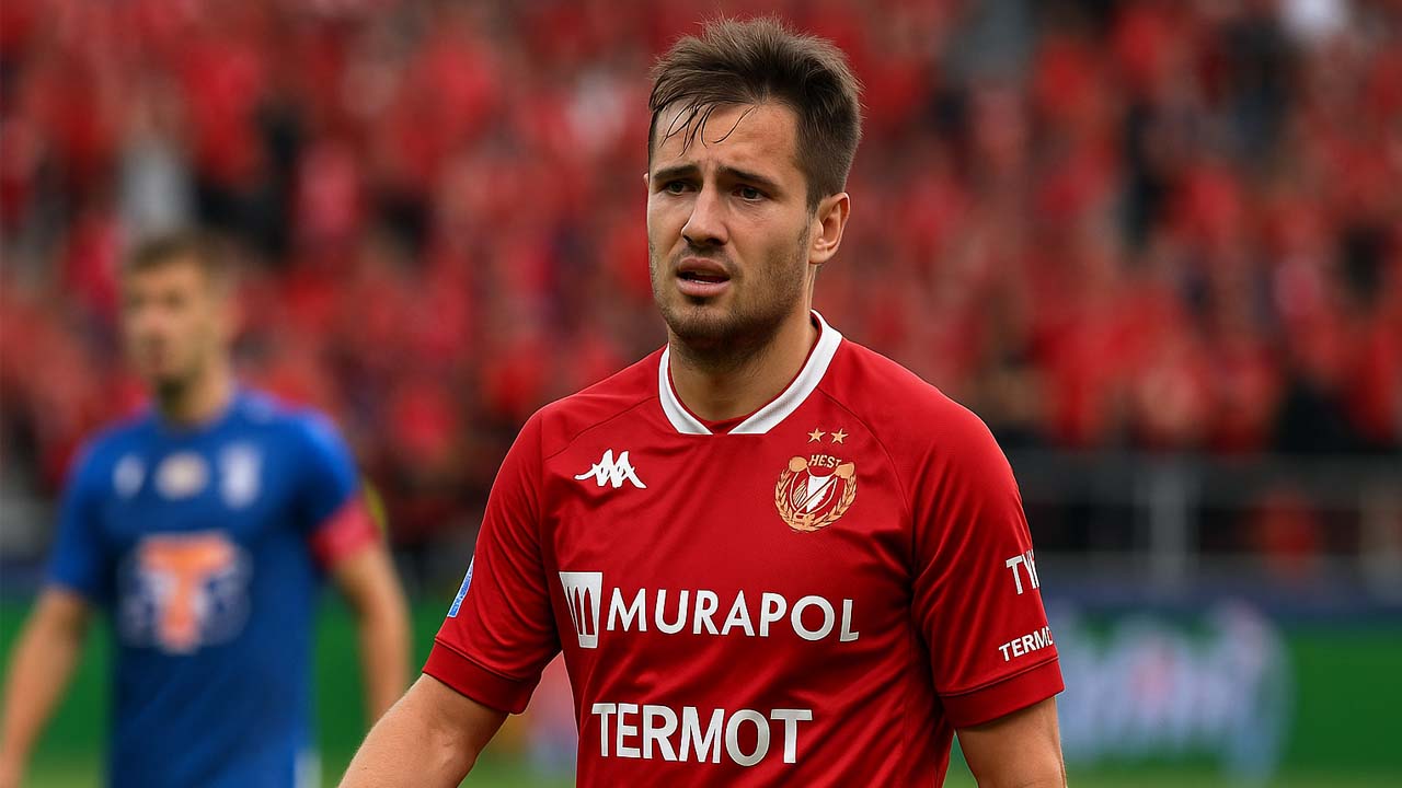 Piłkarz Widzewa na boisku