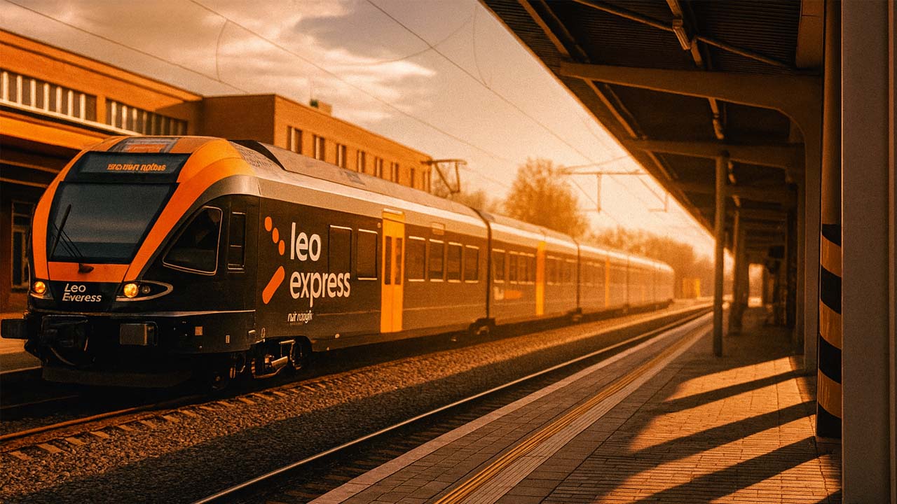 Pociąg Leo Express na peronie