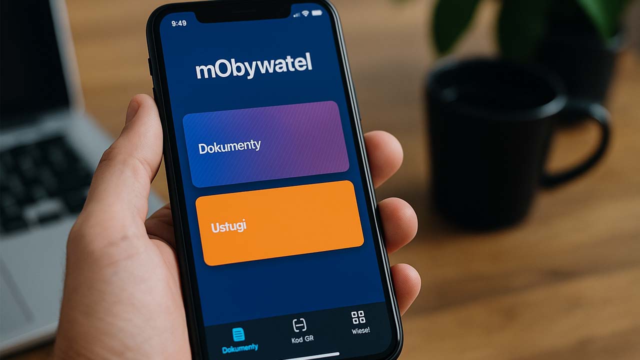Telefon z aplikacją mObywatel