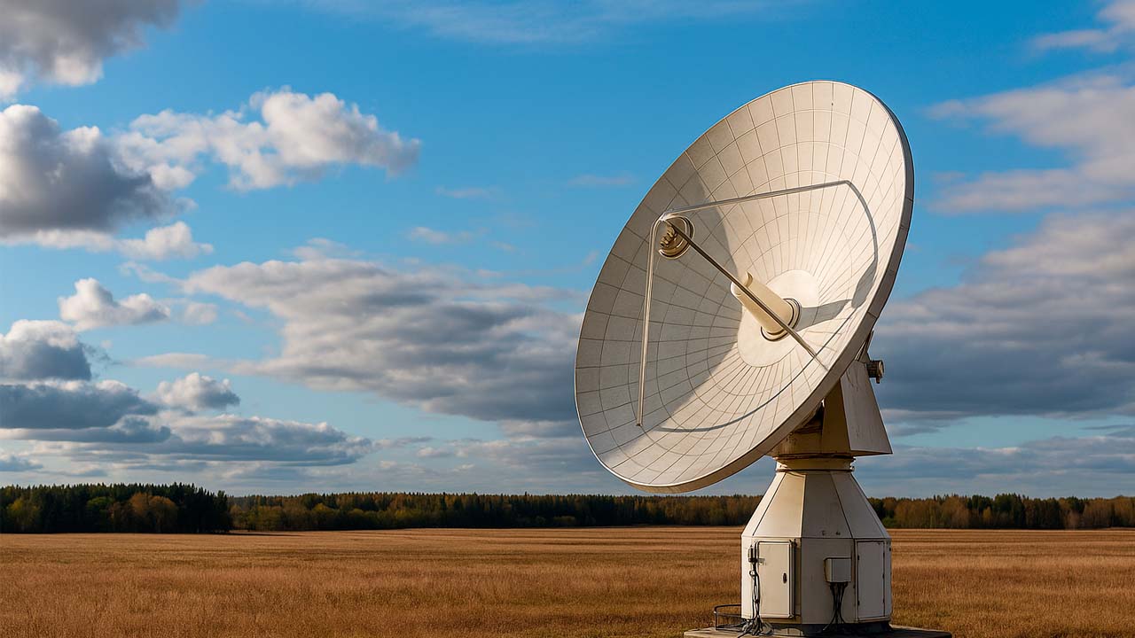 Antena satelitarna w polu